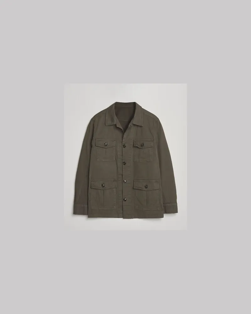 Oscar Jacobson Safari Cotton Shirt Jacket Olive Grün