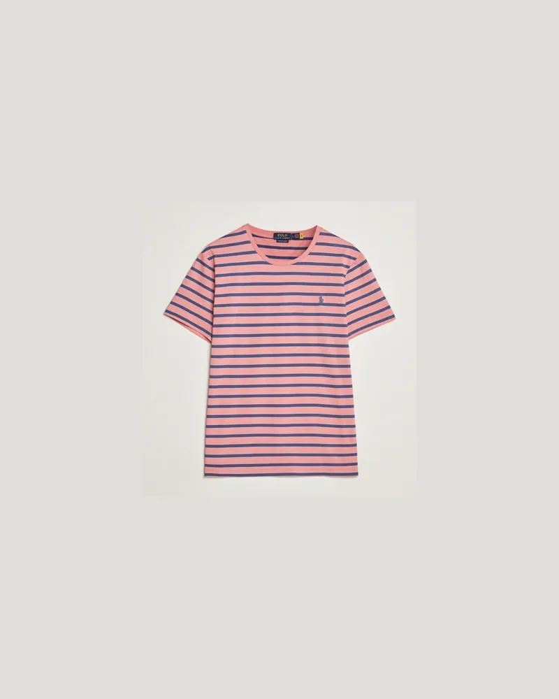Ralph Lauren Custom Slim Fit Striped Tee Desert Rose/Old Royal Rosa