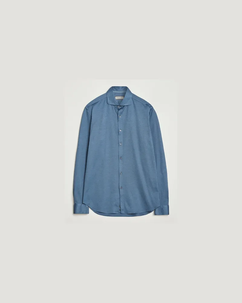 Canali Jersey Piquet Shirt Blue Blau