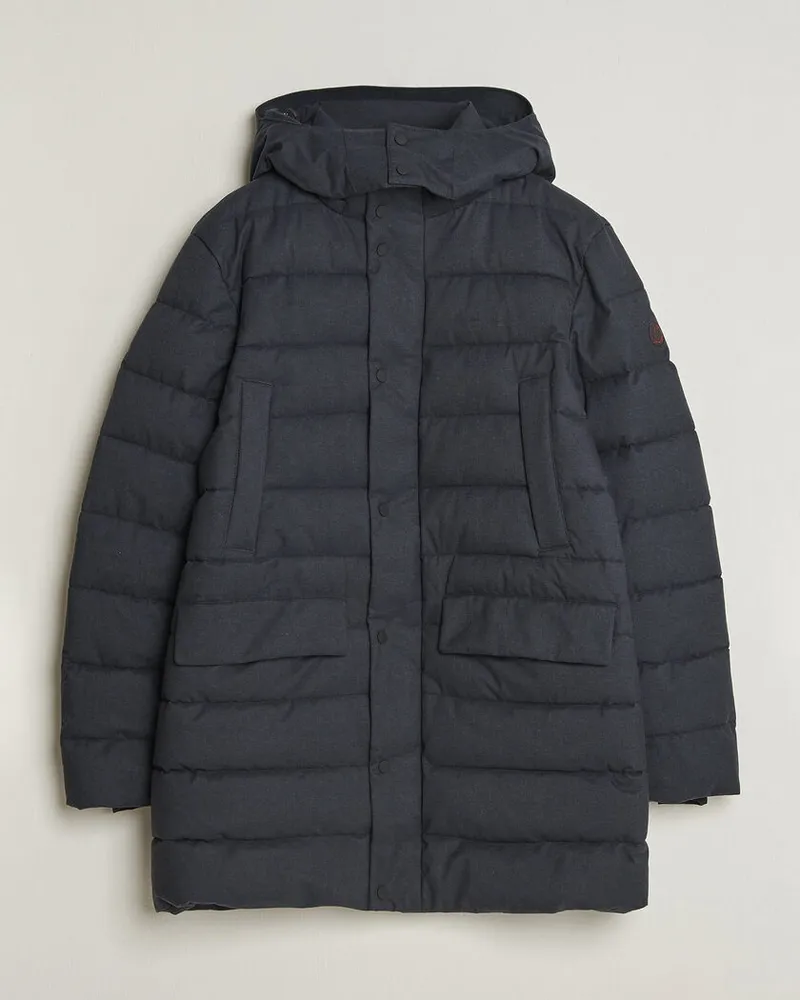 Save The Duck Byrne Padded Flannel Coat Navy Blue Melange Blau