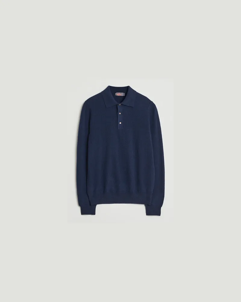 Morris Cashmere Polo Neck Navy Blau