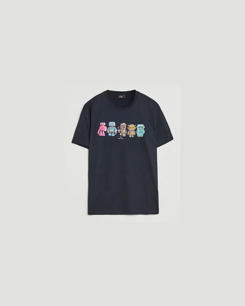 Paul Smith Robots Crew Neck T-Shirt Blue Blau