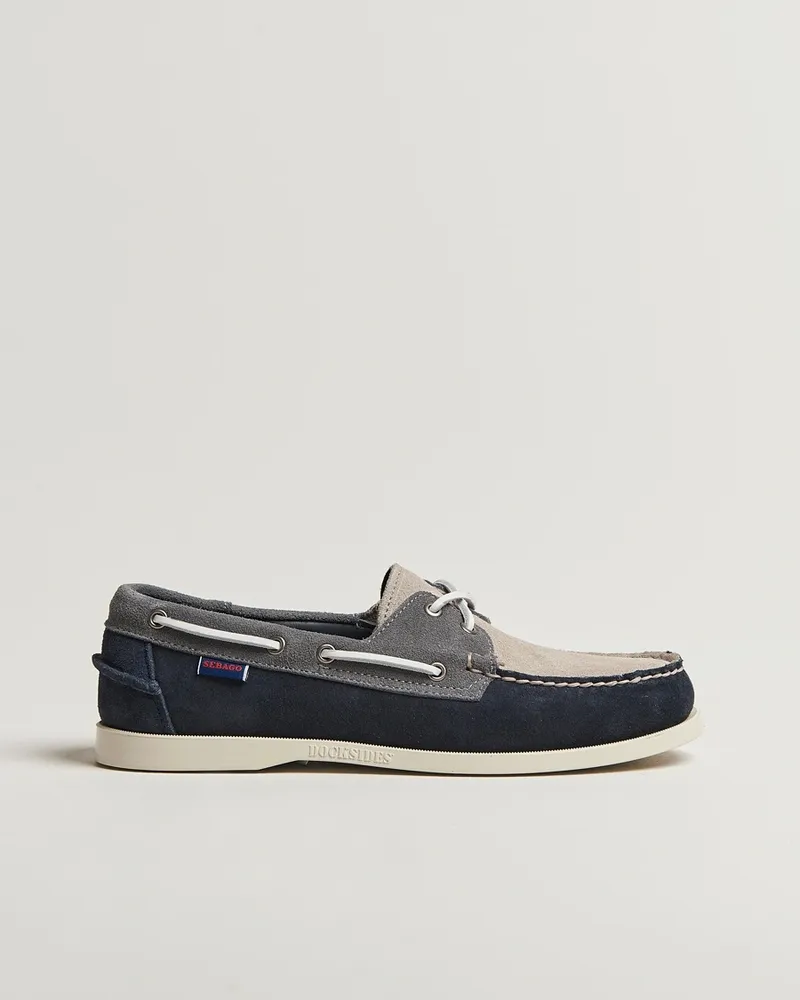 Sebago Docksides Portland Jib Boat Shoe Navy/Grey Blau