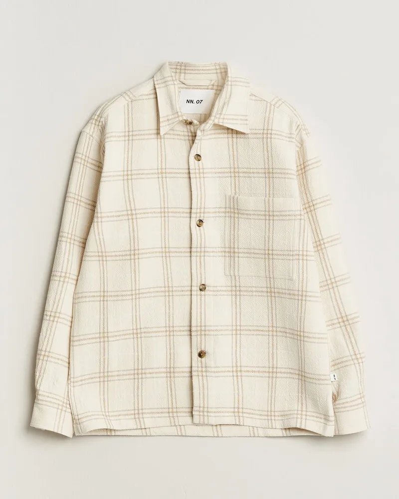 NN 07 Adwin Checked Overshirt Ivory Beige