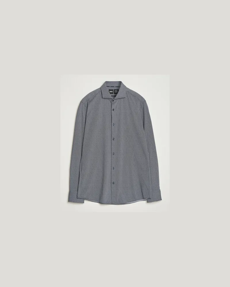 HUGO BOSS Hank 4-Way Printed Stretch Shirt Dark Blue Blau