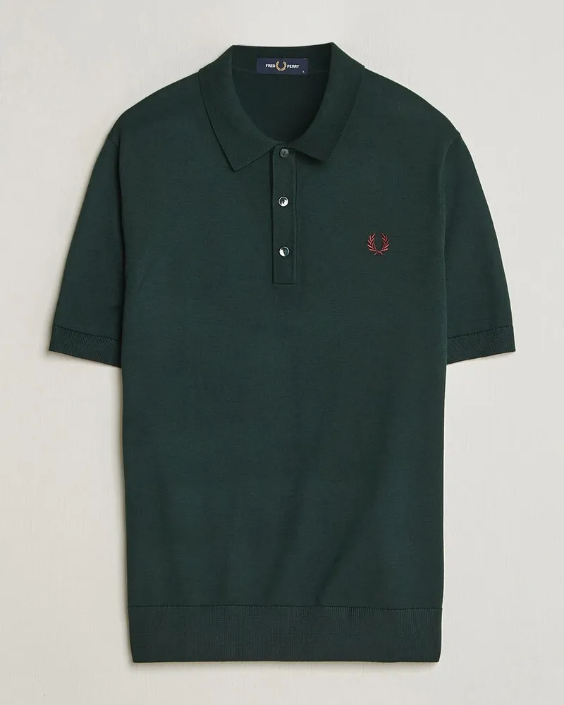Fred Perry Cotton Knitted Polo Grassroots Green Grün
