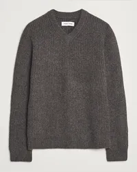 Samsøe & Samsøe Koji Rib Stricked V-Neck Volcanic Ash Grau