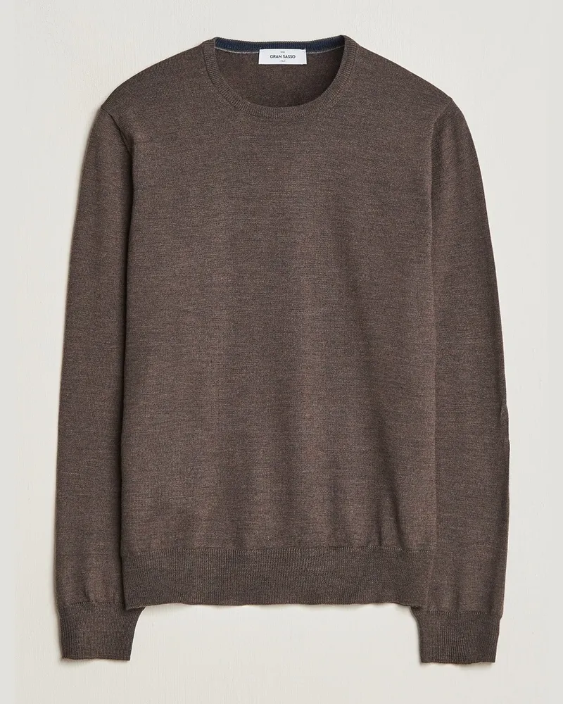 Gran Sasso Merino Fashion Fit Crew Neck Pullover Brown Braun