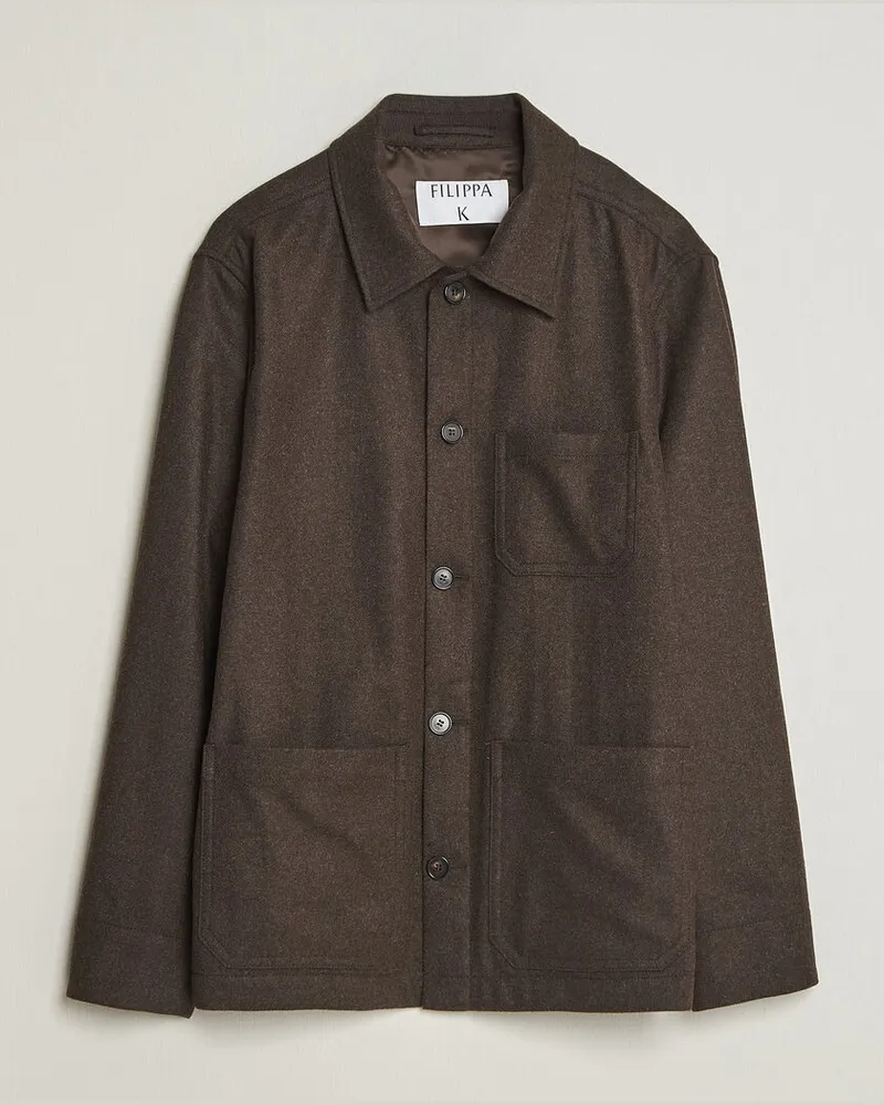 Filippa K Taylor Flannel Overshirt Walnut Brown Braun