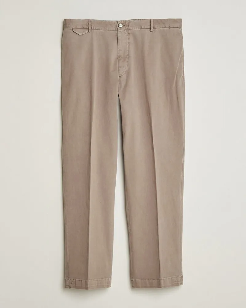 Biagio Santaniello Washed Cotton Trousers Taupe Beige