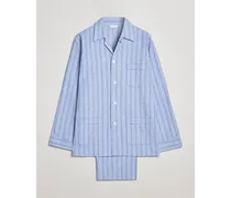 Brushed Baumwoll Flannel Striped Pyjama Set Blue