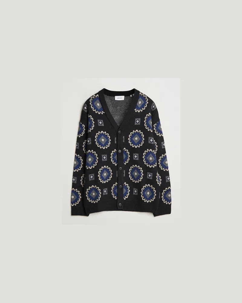 LES DEUX Aro Paisley Cardigan Black/Blueprint Schwarz