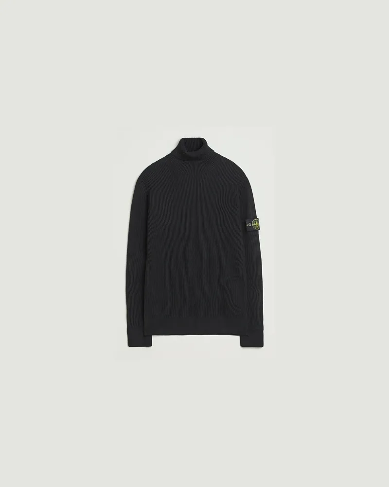 Stone Island Full Rib Wool Turtleneck Black Schwarz