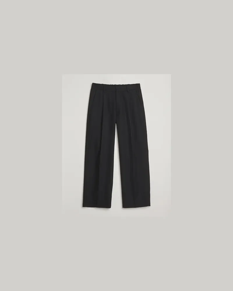 NN 07 Kay Wool Pleated Trousers Black Schwarz