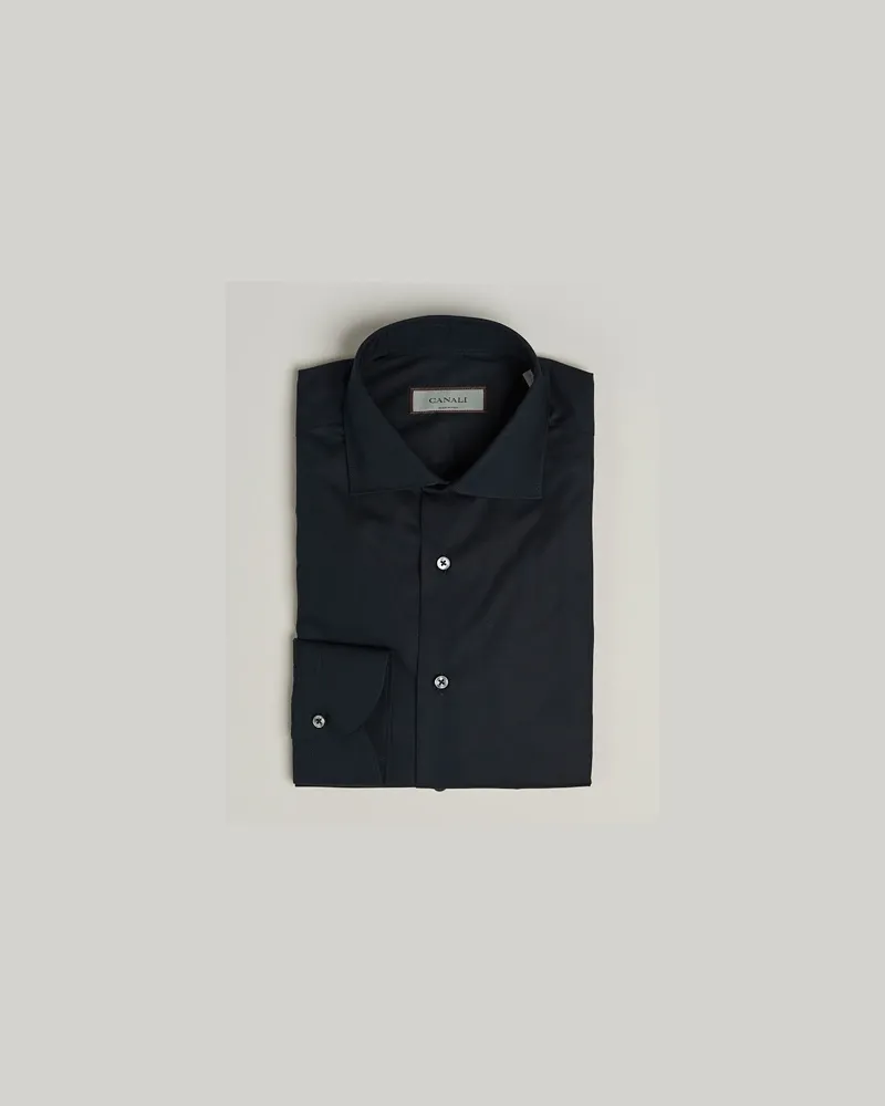 Canali Slim Fit Cotton/Stretch Shirt Navy Blau