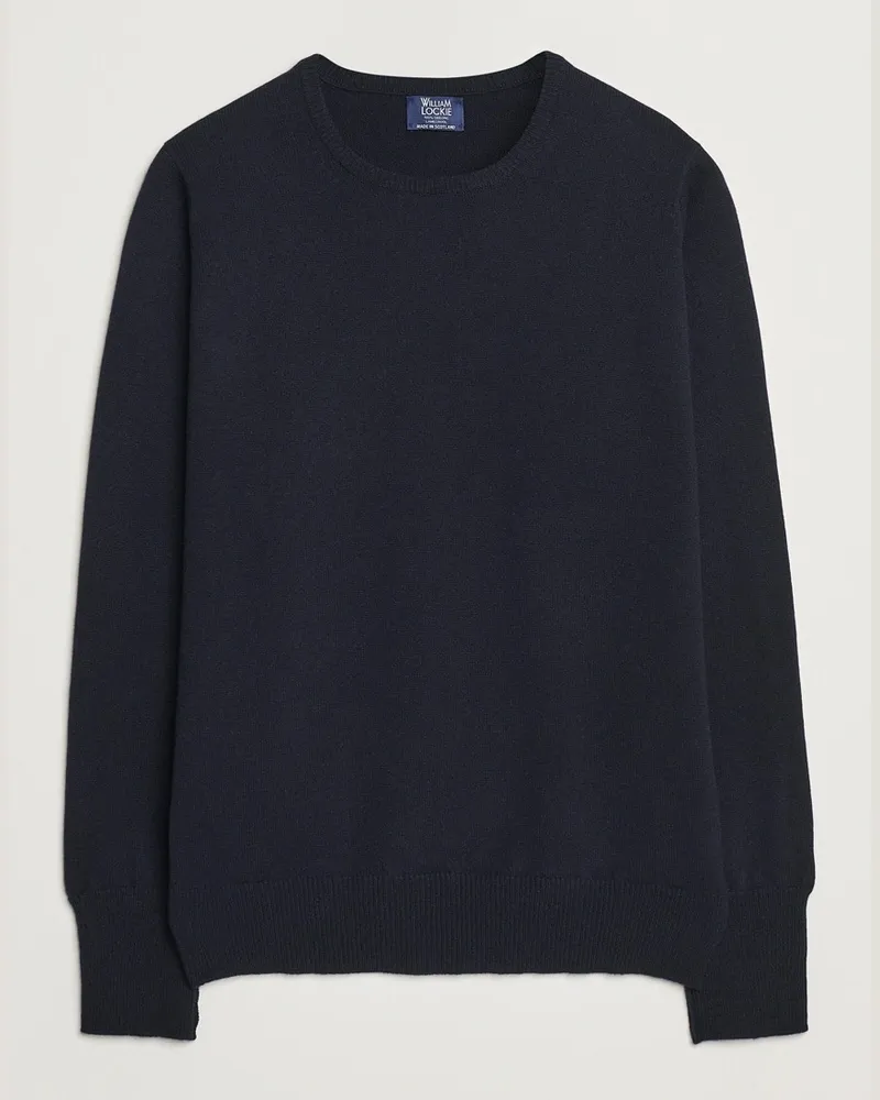 William Lockie Rob Lambswool Crewneck Navy Blau