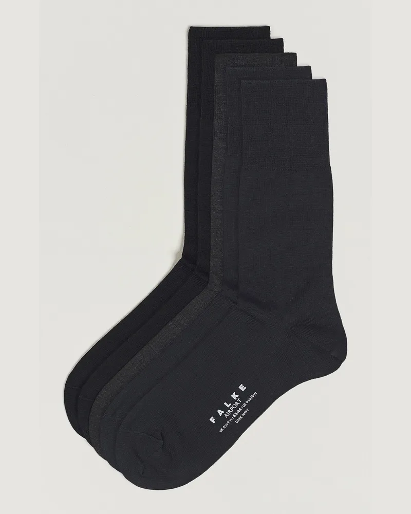 Falke 5-Pack Airport Socks Black/Dark Navy/Anthracite Melange Schwarz