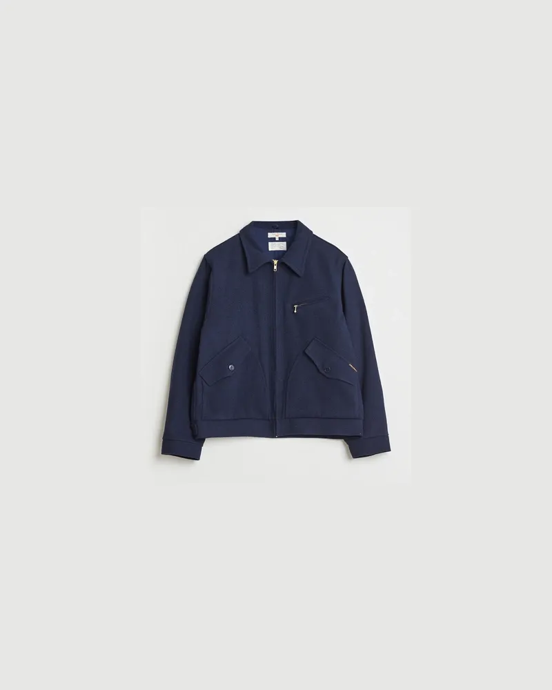 Nudie Jeans Blake Wool Zip Jacket Blueberry Blau