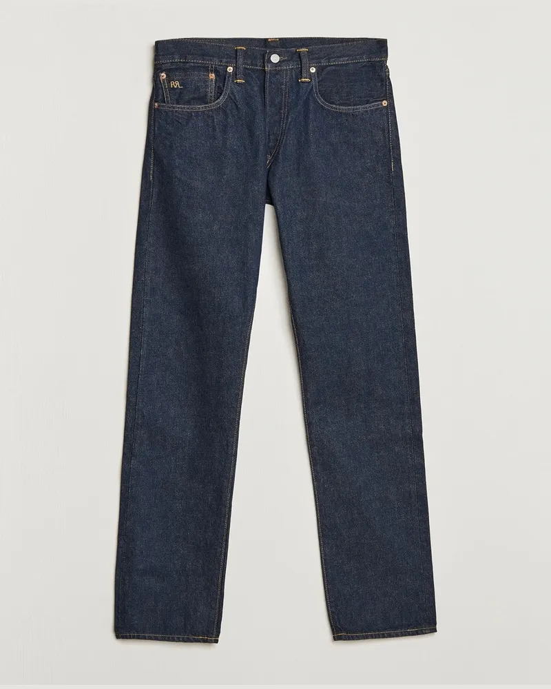 RRL Slim Fit 5-Pocket Denim Once Washed Blau