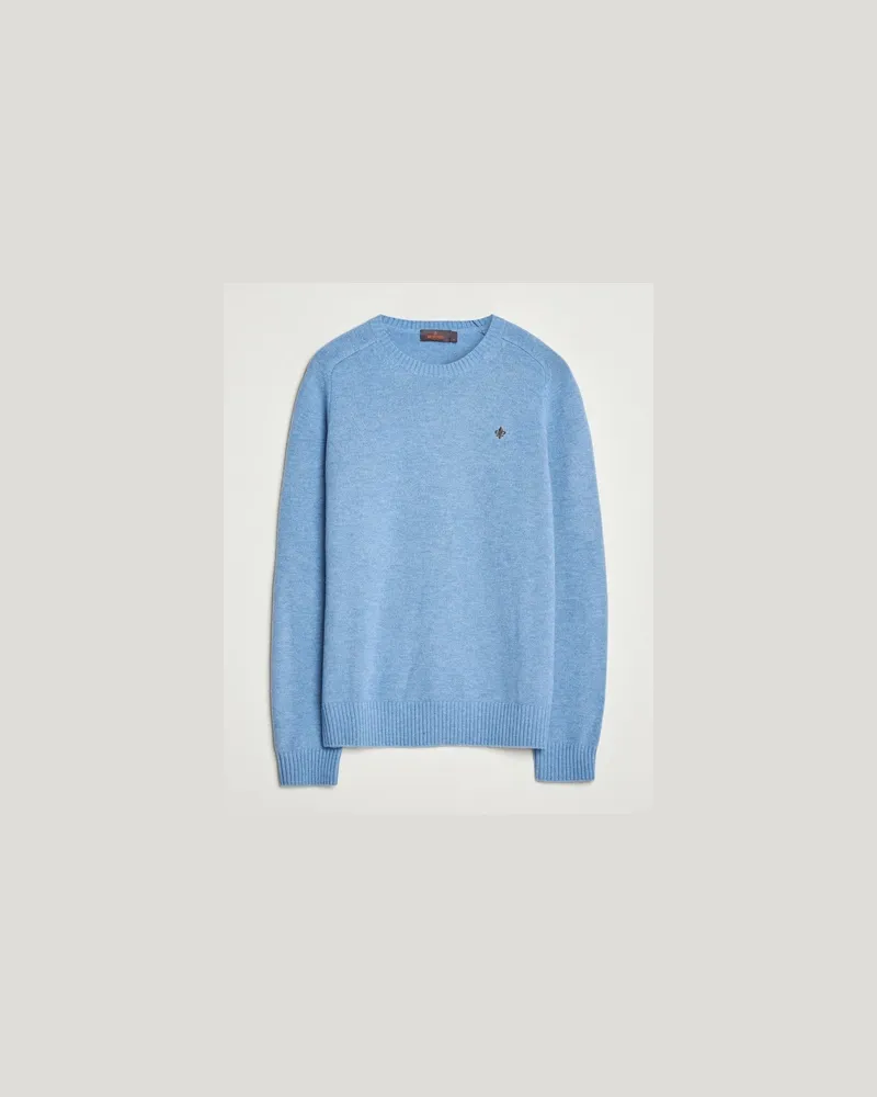 Morris Hertford Lambswool Merino Crew Neck Light Blue Blau