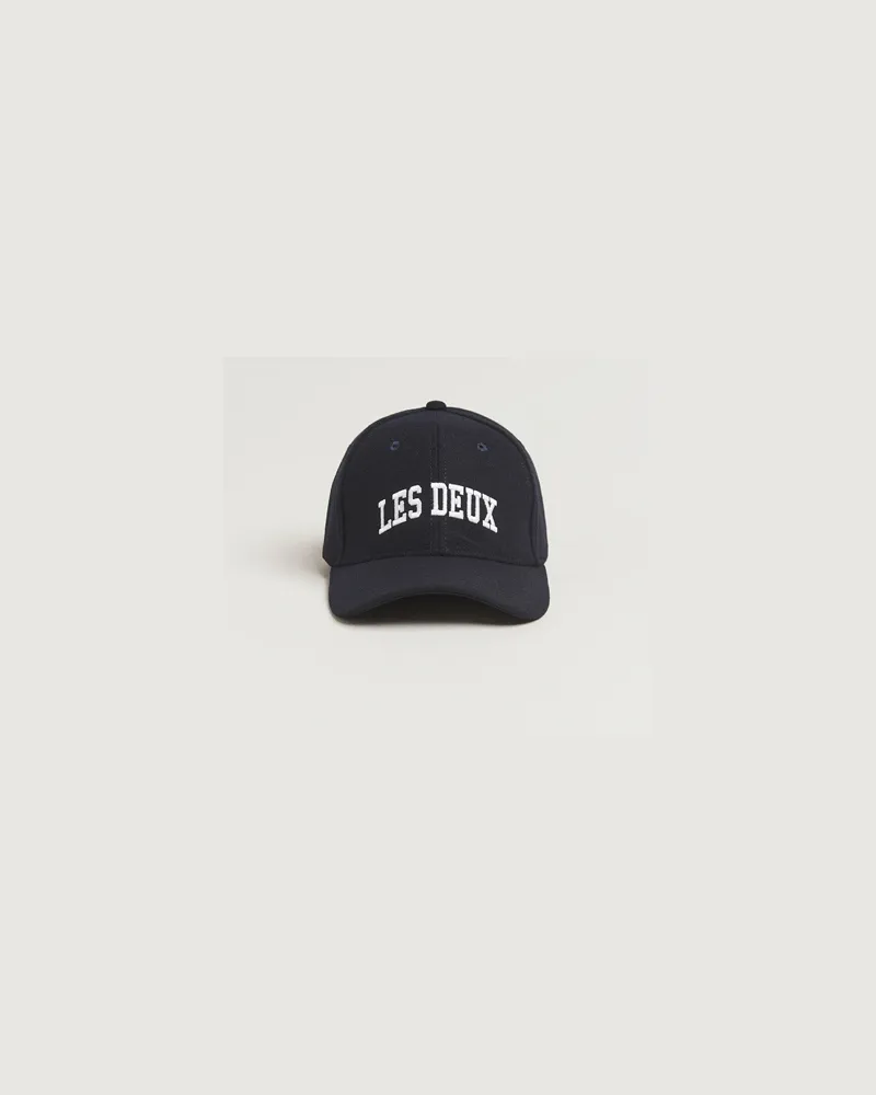 LES DEUX Wool Baseball Cap Dark Navy Blau