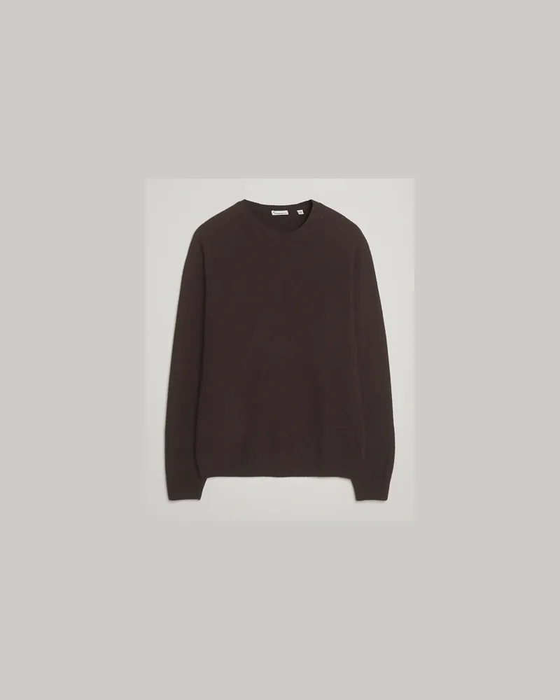 Knowledge Cotton Apparel Lambswool Roundneck Chocolate Braun