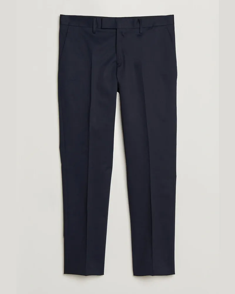 LARDINI Lyon Cotton Twill Stretch Trousers Navy Blau