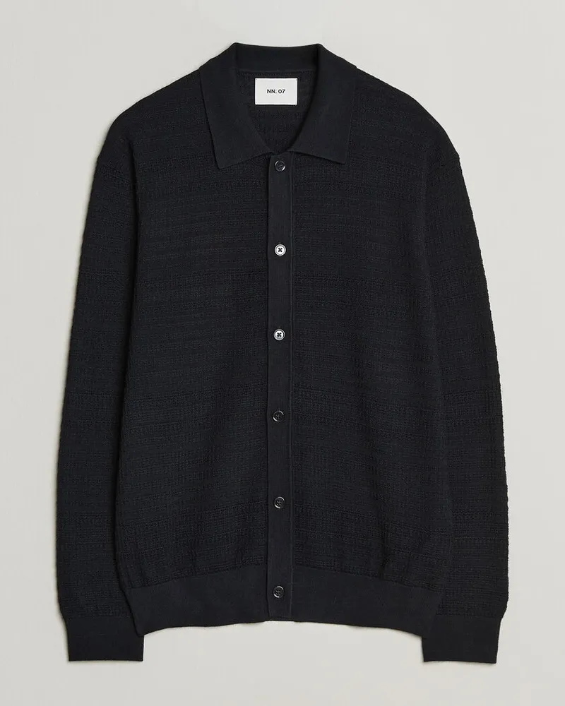 NN 07 Nate Wool Knitted Cardigan Deep Navy Blau