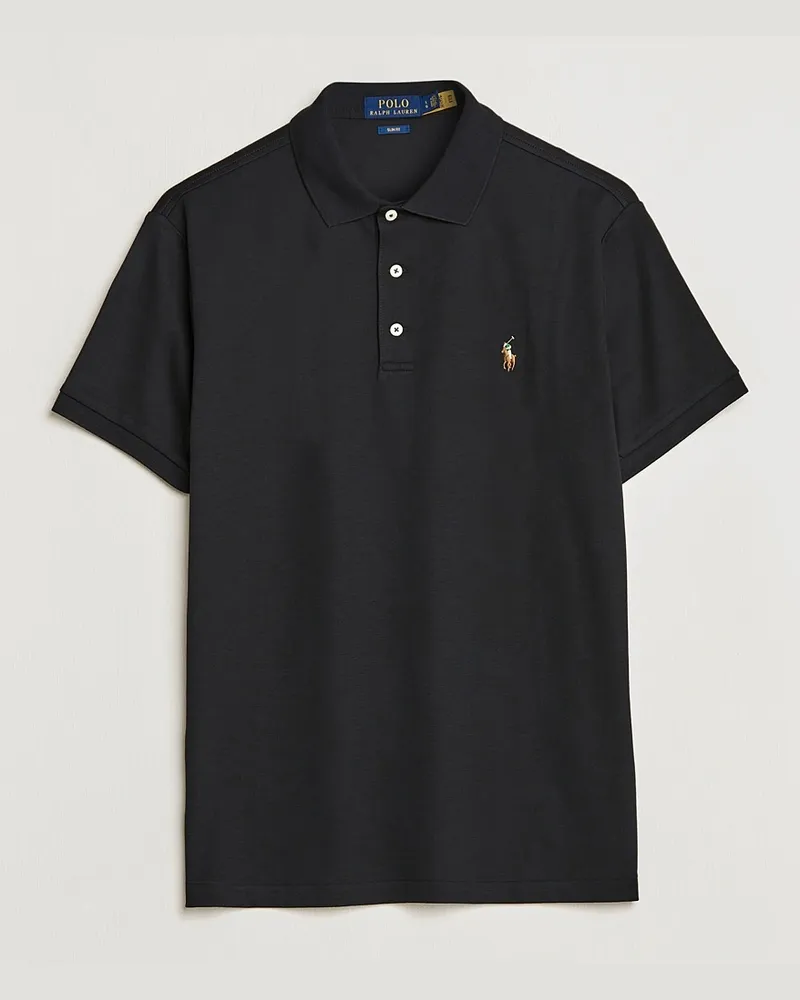Ralph Lauren Slim Fit Pima Cotton Polo Polo Black Schwarz