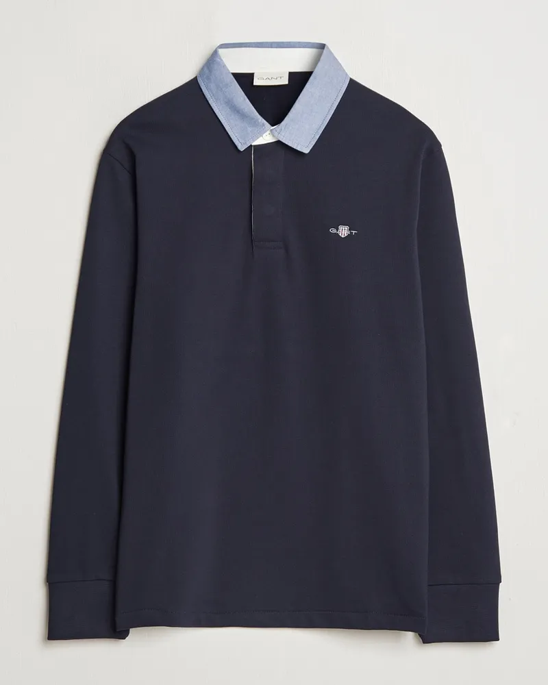 Gant Chambray Solid Heavy Rugger Evening Blue Blau