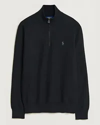 Ralph Lauren Textured Half Zip Polo Black Schwarz