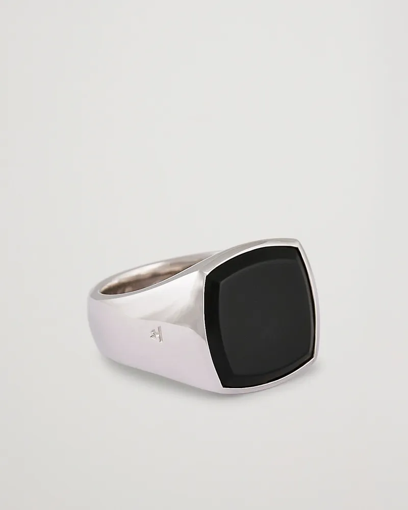 Tom Wood Cushion Black Onyx Ring Silver Silber