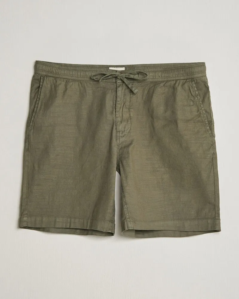 Morris Fenix Linen Shorts Olive Grün