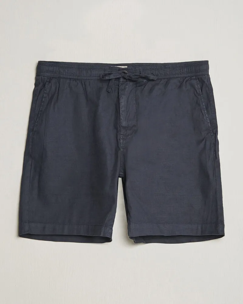 Morris Fenix Linen Shorts Dark Blue Blau