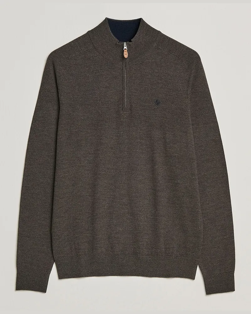 Morris John Merino Half Zip Dark Brown Braun