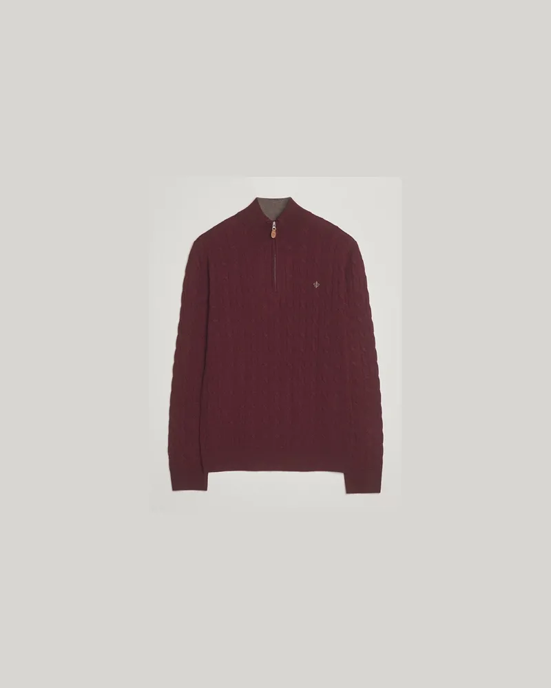 Morris Merino Cable Half Zip Wine Red Rot