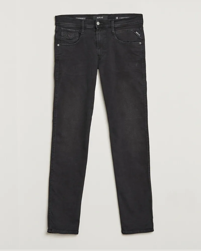 Replay Anbass Hyperflex Re-Used Jeans Washed Black Schwarz