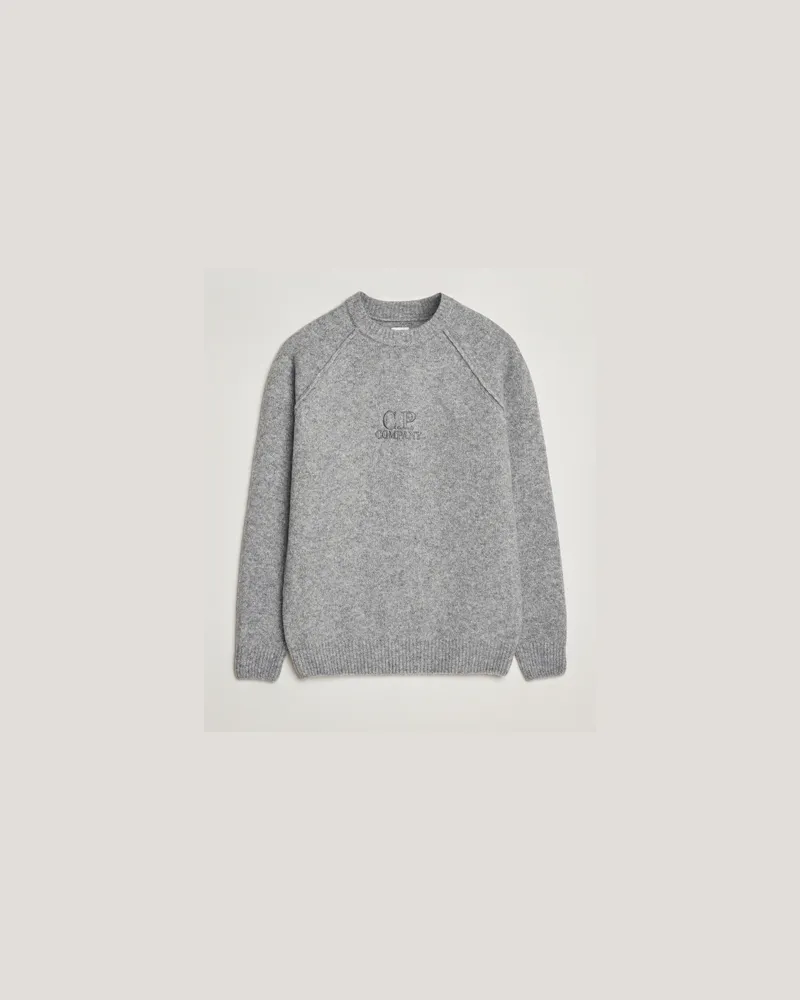 C.P. Company Extra Fine Merino Logo Crew Neck Grey Grau