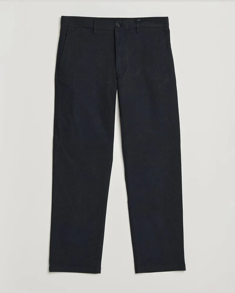 NN 07 Aden Brushed Cotton Trousers Deep Navy Blau