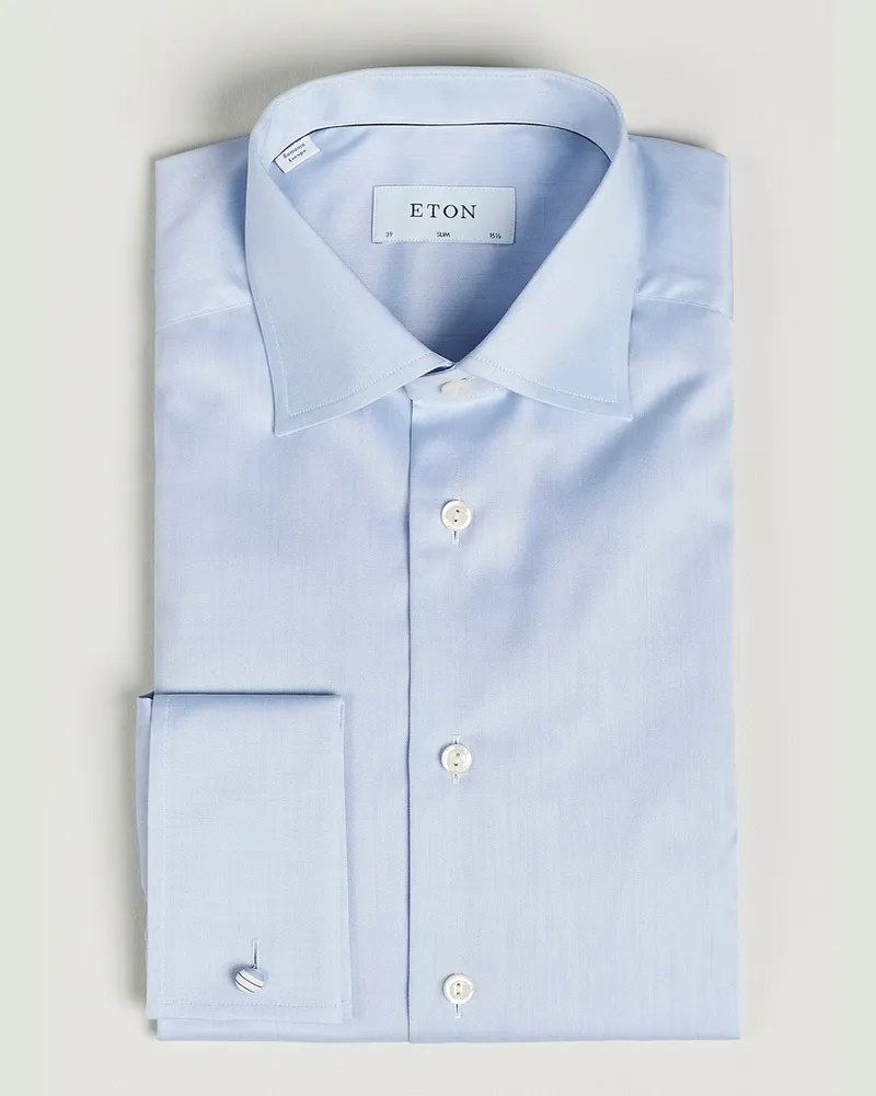 Eton Slim Fit Shirt Double Cuff Blue Blau