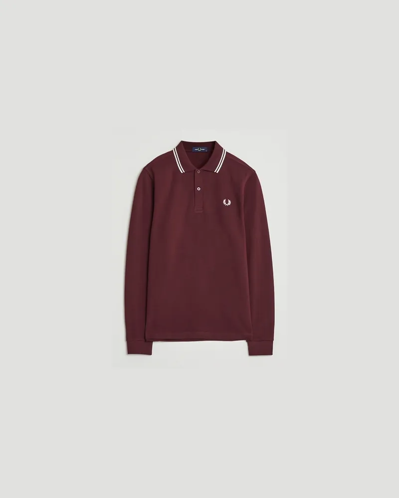 Fred Perry Twin Tipped Long Sleeve Polo Shirt Oxblood Rot