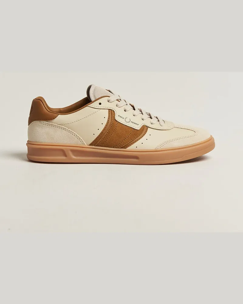 Fred Perry B4 Leather/Suede Sneaker Oatmeal Weiß