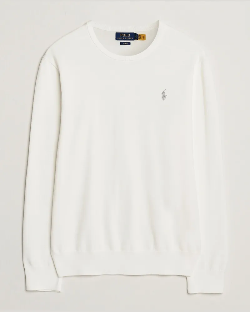Ralph Lauren Cotton Crew Neck Sweater Deckwash White Weiß
