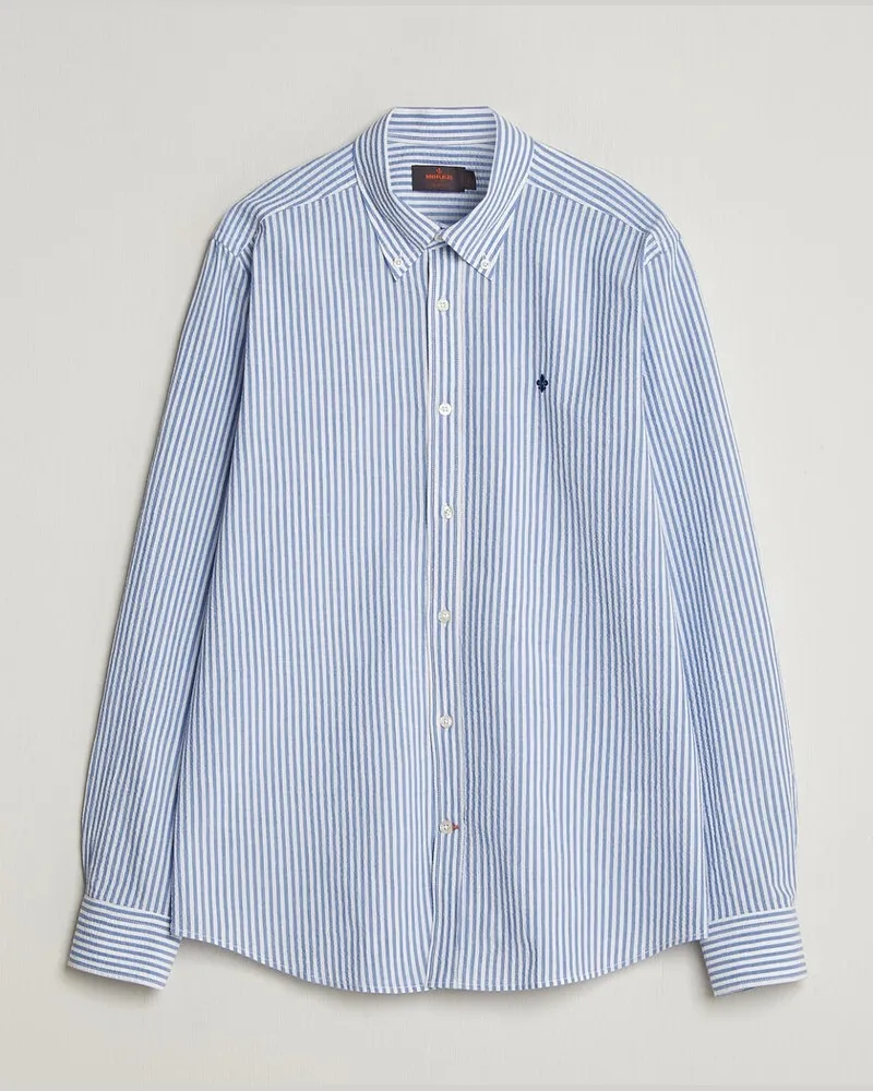 Morris Seersucker Shirt Blue Blau