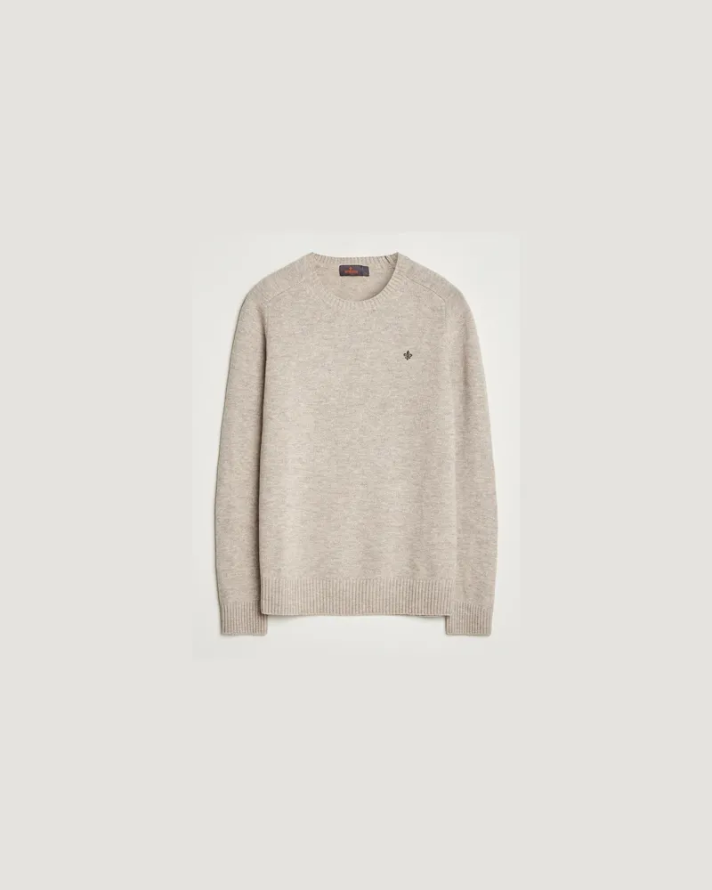 Morris Hertford Lambswool Merino Crew Neck Khaki Beige
