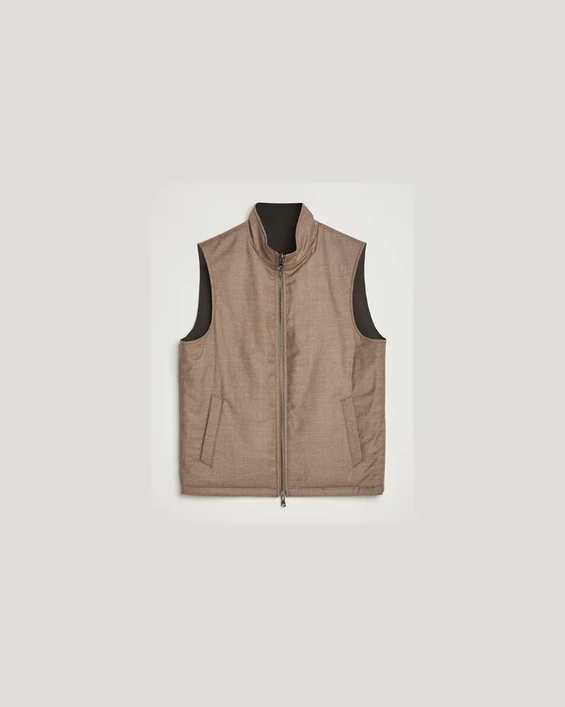 Oscar Jacobson Nylon/Wool Reversible Vest Brown Braun