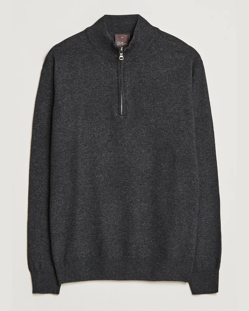 Oscar Jacobson Patton Wool Half-Zip Grey Grau