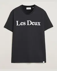 LES DEUX Charles Logo T-Shirt Black Schwarz