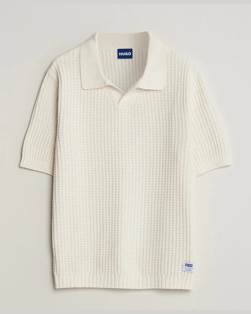 HUGO BOSS Spero Knitted Polo Open White Weiß