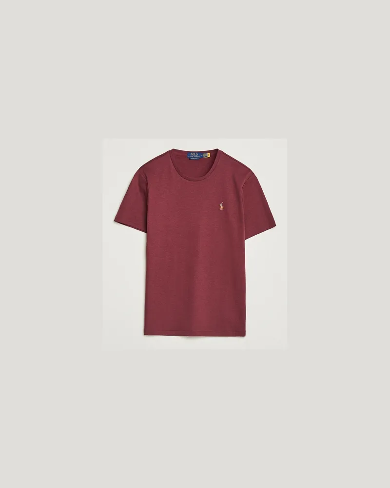 Ralph Lauren Luxury Pima Cotton Crew Neck T-Shirt Wine Heather Rot